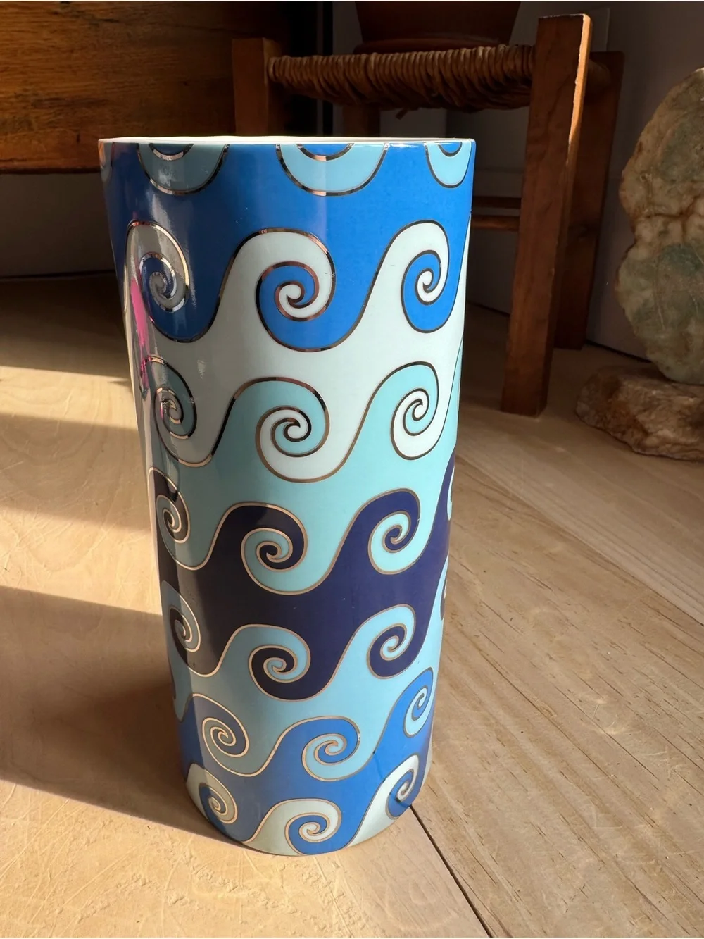 Jonathon Adler Carnaby Waves Vase Blue